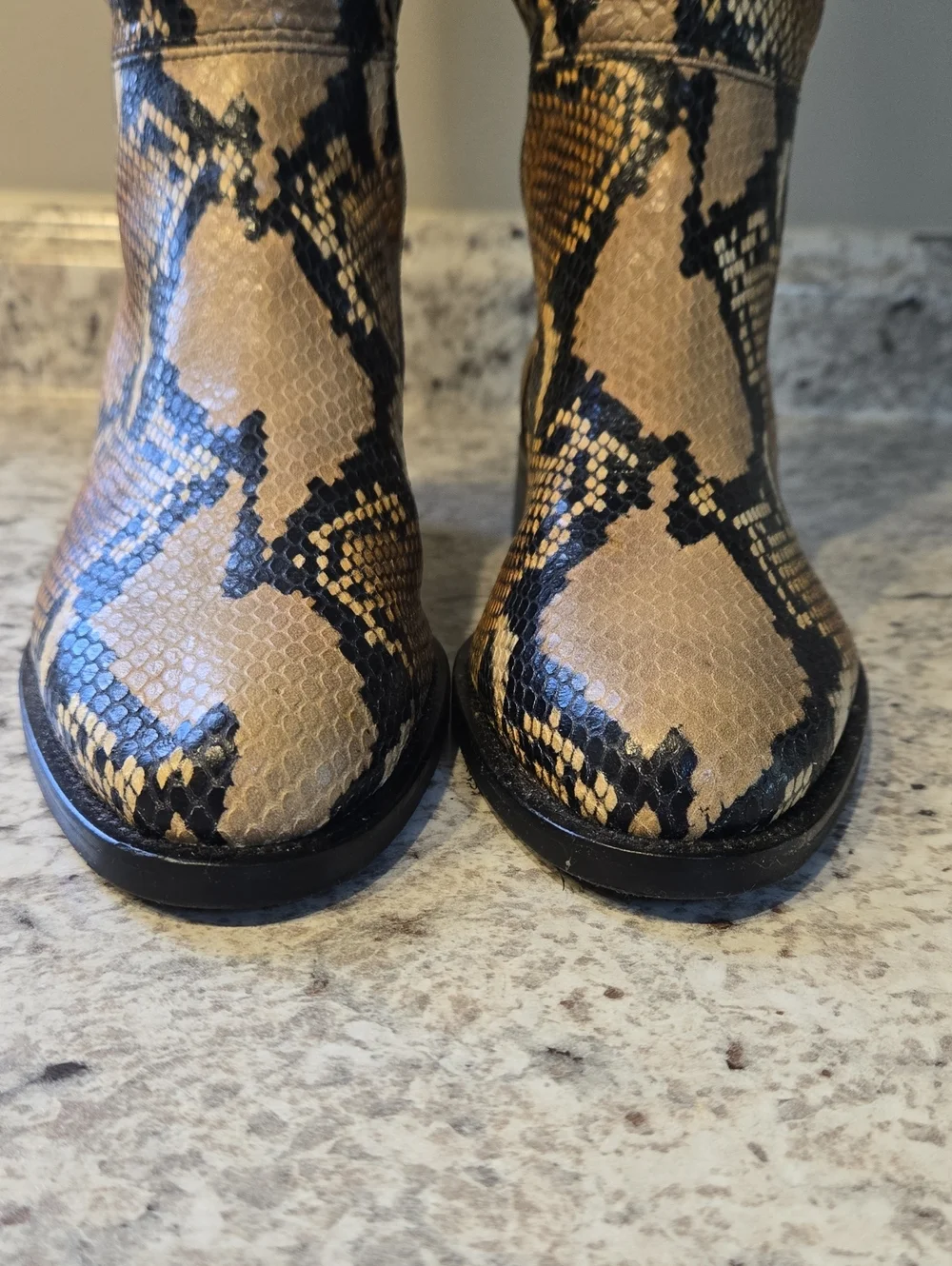Aquatalia Italian Weatherproof Black & Camel Snake Leather Boots